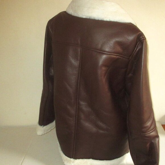 Rachel Zoe Faux Leather Faux Fur Lined Jacket Coat Size LARGE Dark Brown nwt - Picture 4 of 7